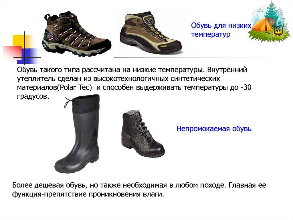 При какой температуре носят кроссовки. Обувь для низких температур. Типы туристической обуви. Обувь по температурному режиму для детей. Ботинки температурный режим.