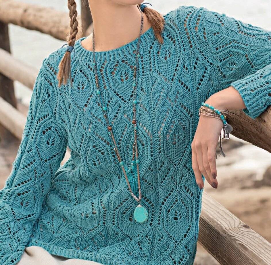 Ажурный вязаный свитер