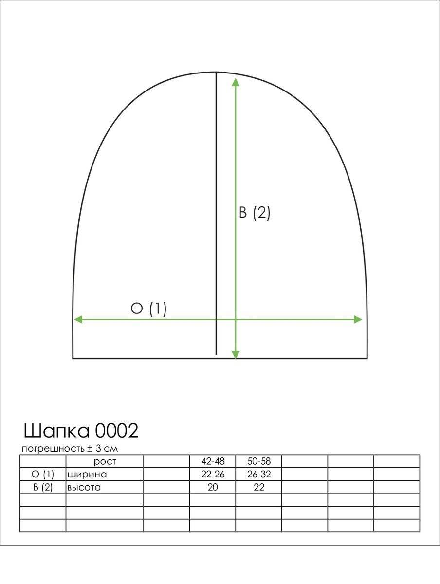 Выкройка шапки бини из трикотажа для ребенка