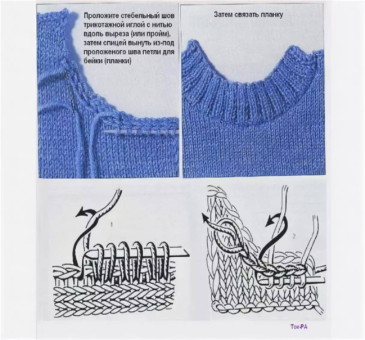 Вязание спицы обработка горловины спицами